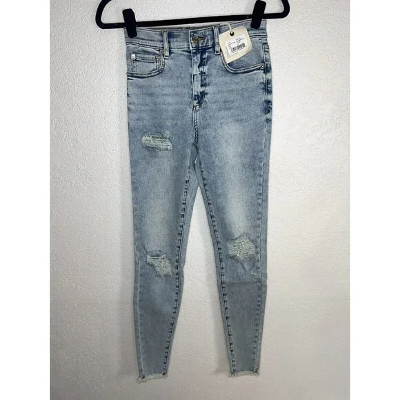 SER.O.YA MAYA Coastline Distressed Raw Hem Mid-Rise Skinny Jeans 25x29” NEW X - Picture 7 of 11